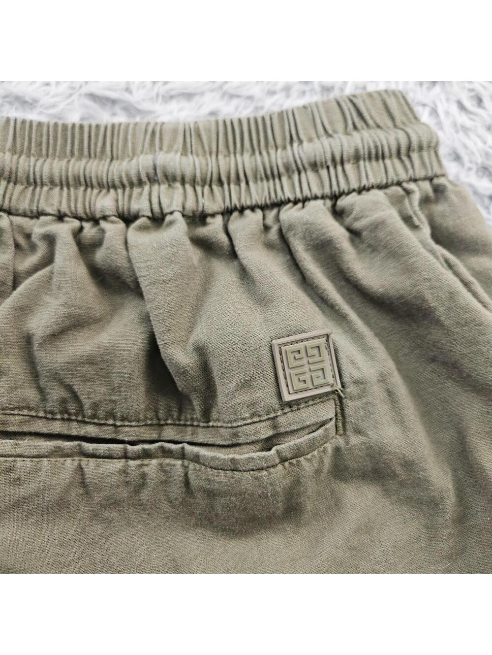 GIVENCHY Shorts 65% Linen Blend Small (Fits 28-32x8) Green Lightweight Drawstrin - Picture 13 of 14